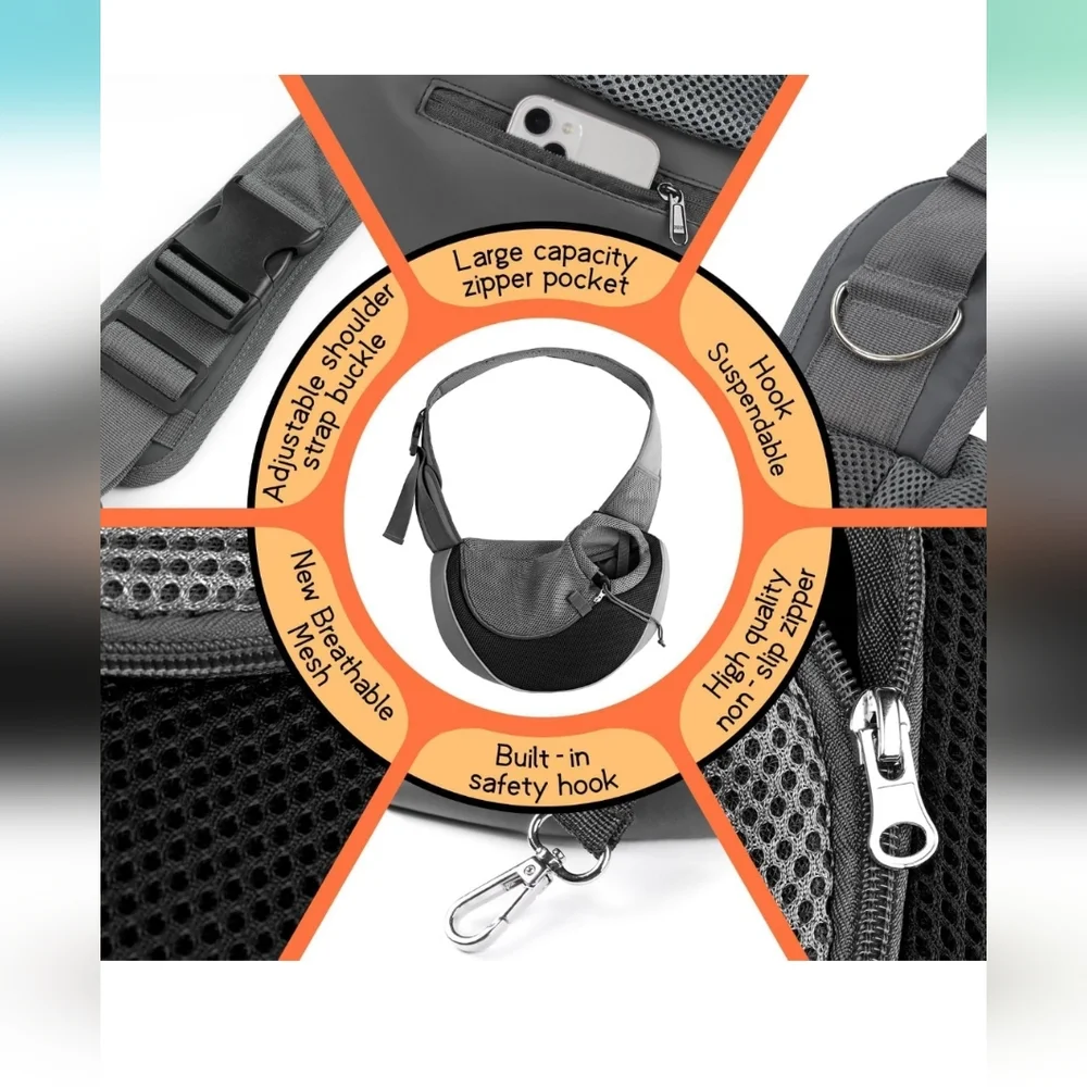 Stylish Gray Pet Sling Carrier